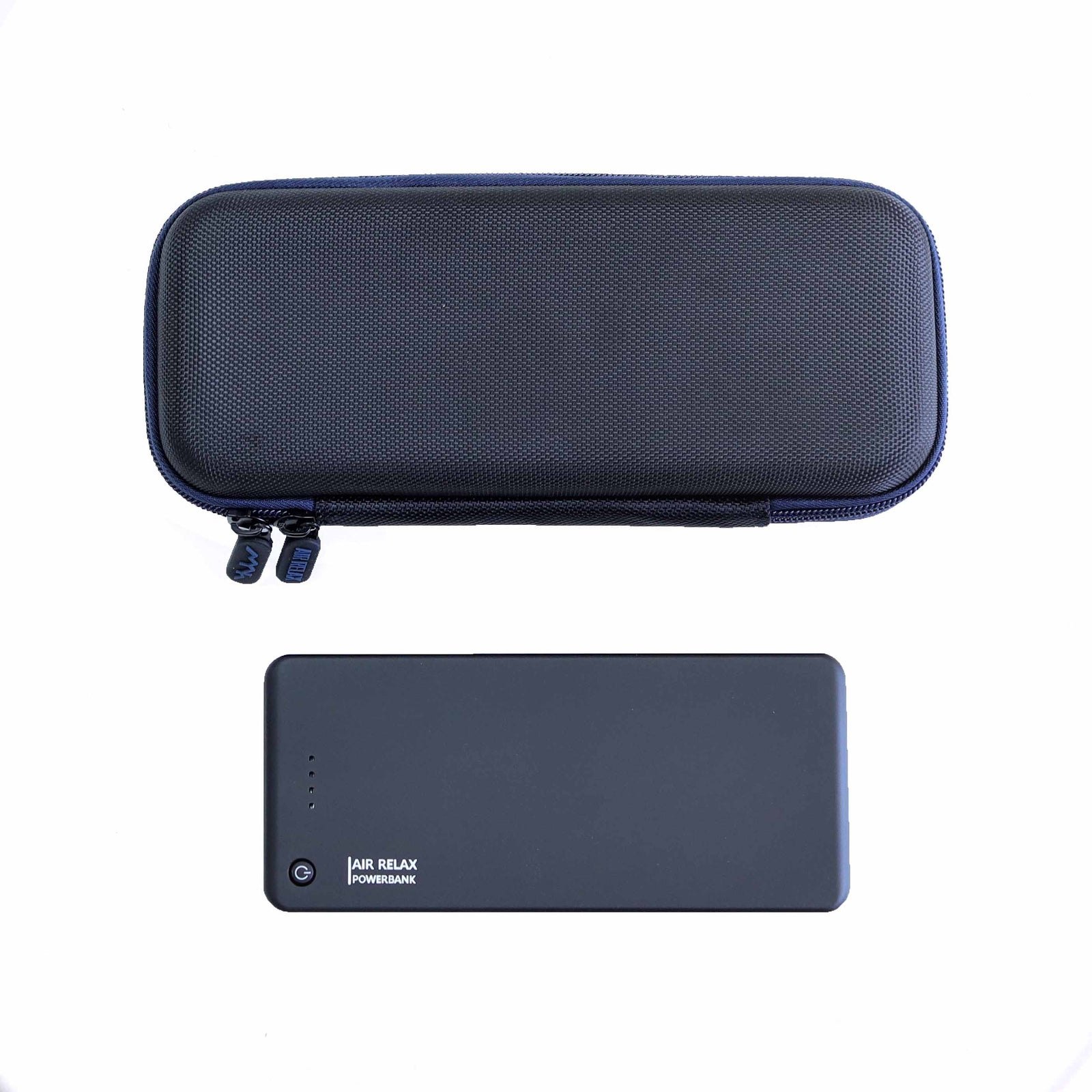 AIR RELAX AR-3.0 & AR-4.0 POWER BANK (2nd Generation) — Power bank laid flat beneath its closed carrying case